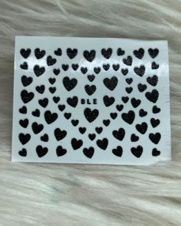 Black Glitter Heart Stickers